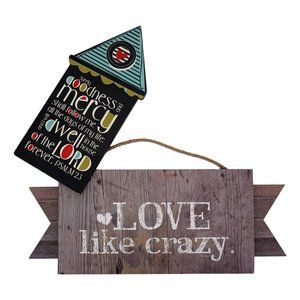Decorative Hanging Wood Sign Lot Of 2 Love Like Crazy Psalm 23 Word Sayings New